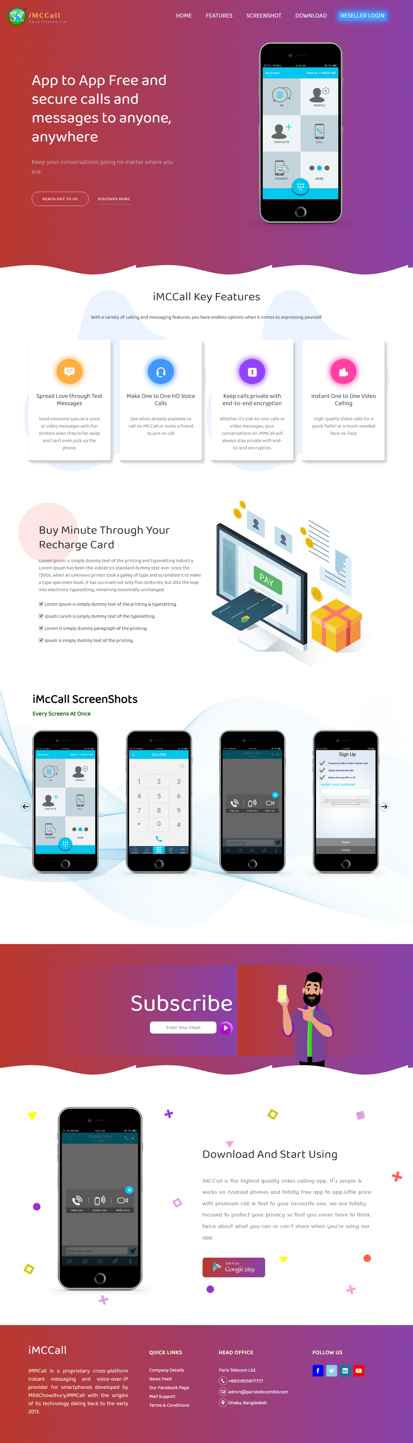 iMcCall App Landing Template - Mrarifchowdhury